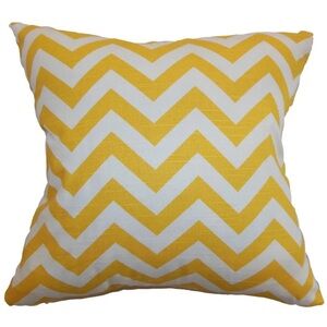 The Pillow Collection Yellow chevron pillow 16x16 square accent pillow